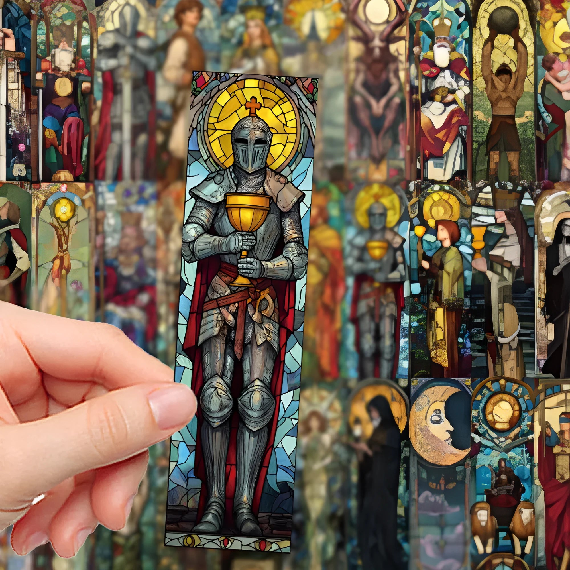 Set of 30 painted glass tarot bookmarks in cute homemade style with QH389 colour design