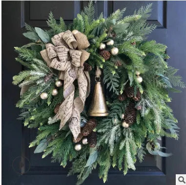Christmas door hanging decoration in plastic, 50 x 30 x 6cm, with bell wreath or stair ornament style options.