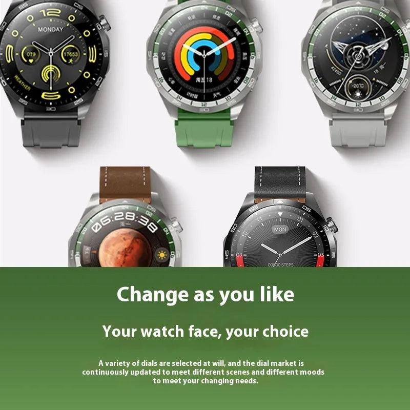 GT4MAX smart sports watch in black or silver with AMOLED screen, Bluetooth calling and health monitoring functions.