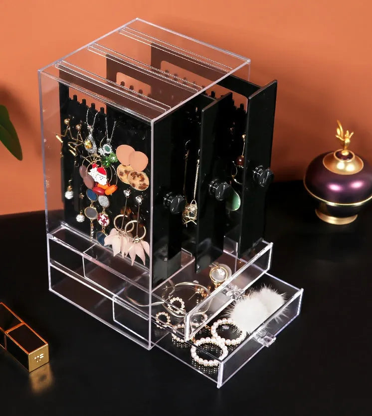 Acrylic cosmetic storage box in white, 13.5 x 13 x 24.7 cm plastic makeup organiser