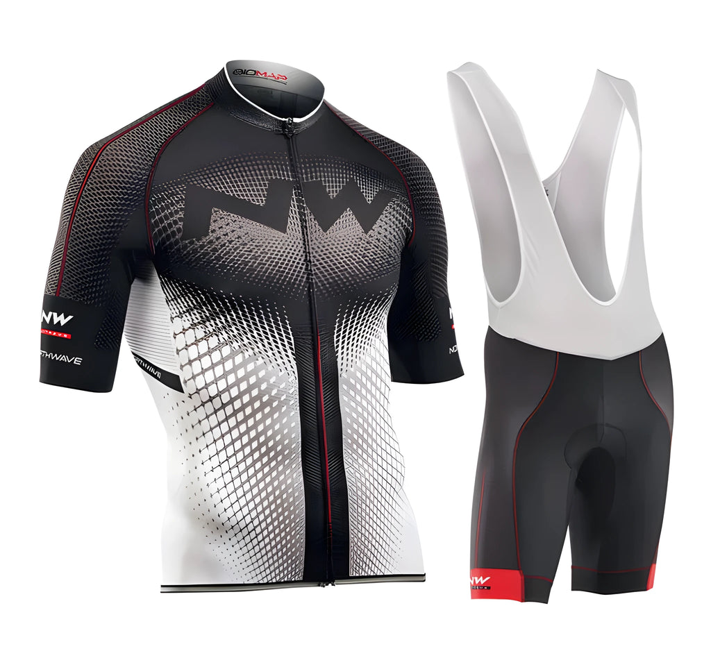 Cycling short-sleeved overalls in black mesh fabric with quick-dry Lycra material for summer sportswear