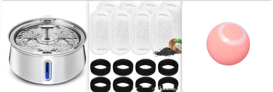 Cat Gravity Intelligent Rolling Ball 43mm plastic toy with black and white cat watching it move on a hard floor