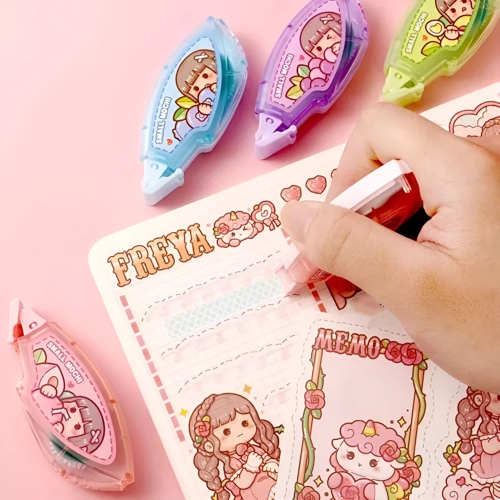 High viscosity dotting glue in a cute plastic bottle on a card, available in peach, lemon, blueberry, butter, and grape juice colours.