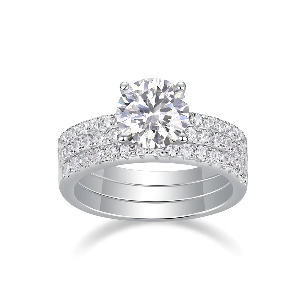 2-carat moissanite ring set in S925 silver with platinum plating, GRA certificate and gift box, sizes 5 to 9
