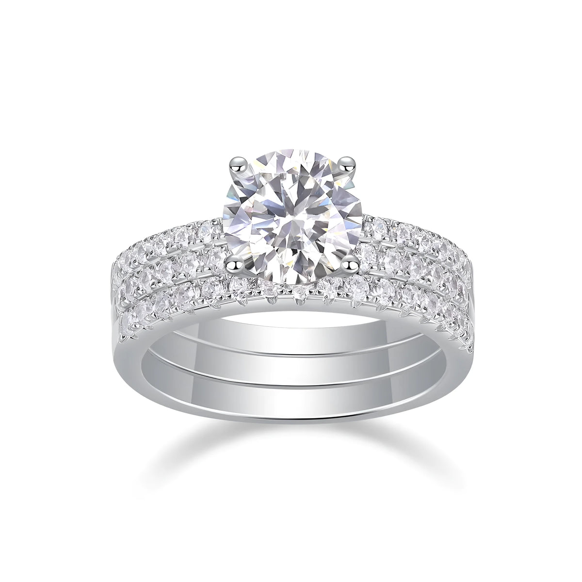 2-carat moissanite ring set in S925 silver with platinum plating, GRA certificate and gift box, sizes 5 to 9