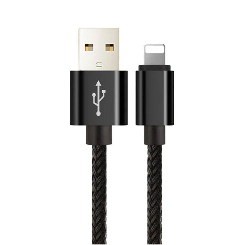 Braided hemp rope Apple fast charging cable in various colours, showing 8PIN connector.