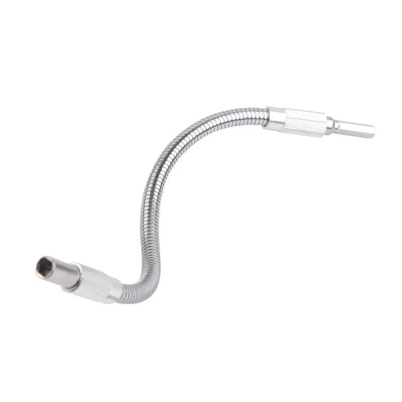 Silver metal flexible shaft adapter for cordless drills with 6.35mm shank for multi-angle grinding work