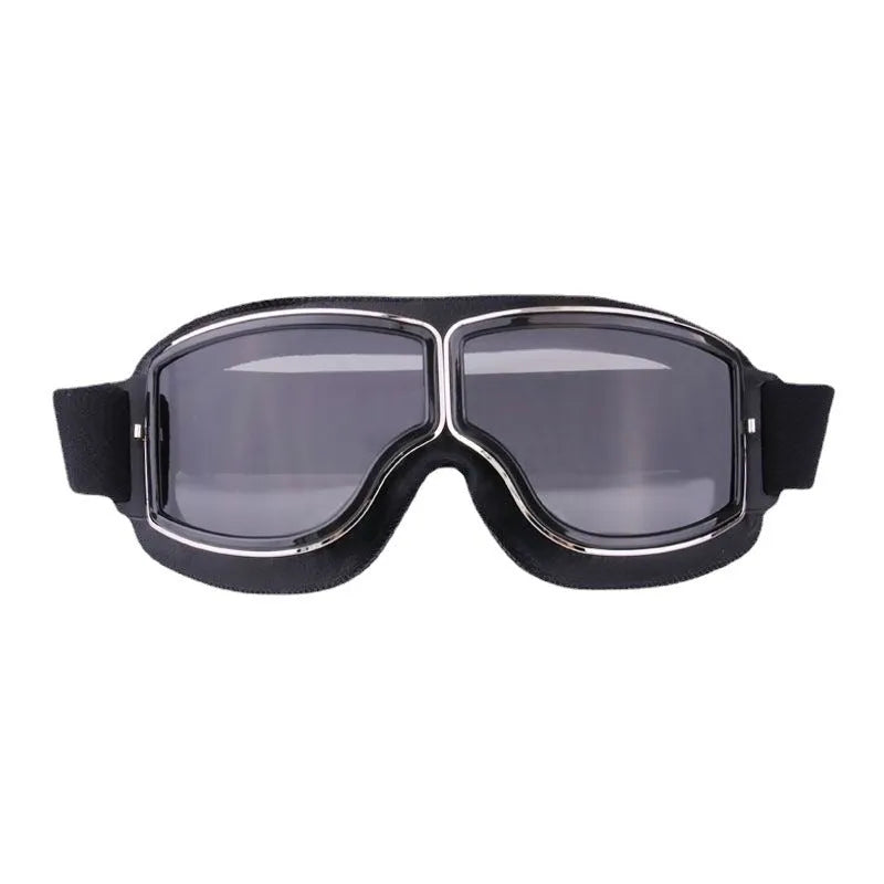 Men's retro outdoor goggles with polypropylene frame and black leather, available in multiple lens colours