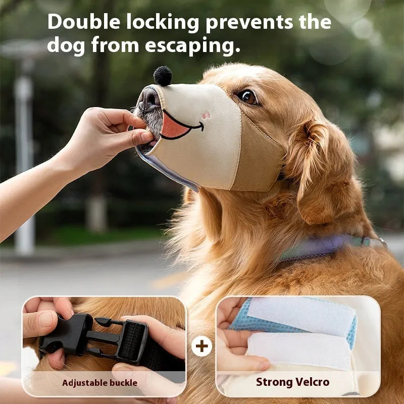 Canvas dog muzzle in Ollie Brown Bear colour with buckle fastening, shown on a dog's snout.