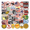 Waterproof motorcycle helmet warning stickers with safety slogans measuring 6-8cm