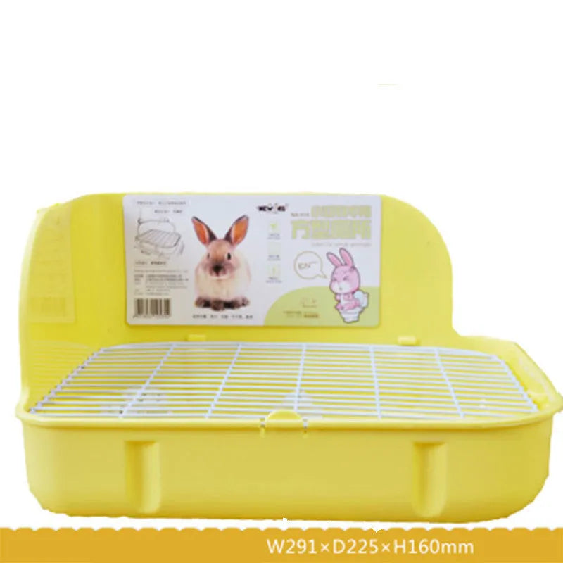 Square small animal toilet in green, pink or yellow, 29.1cm x 22.5cm x 16cm, with iron wire mesh base spaced 1.25cm