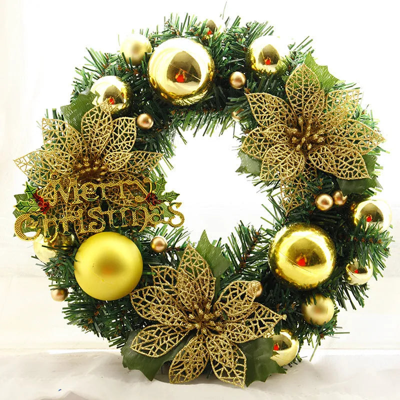 30cm multicolour plastic Christmas wreath in blue gold pink purple red or silver for door wall decoration
