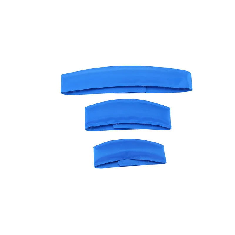 Blue gel pet cooling collar for dogs and cats, smooth non-stick surface, sizes S M L