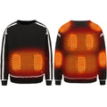 USB electric heated jacket top in black or gray, polyester fibre, Asian sizes M to XXXXL, shown as a neutral heated clothing item.