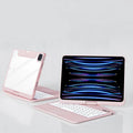 Transparent Bluetooth keyboard protective case for iPad Pro and iPad Air tablets.