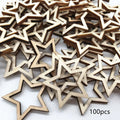 MDF wooden five-pointed star craft pendants in 10mm, 20mm and 30mm mixed sizes for home decoration