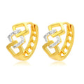 Geometric hollow gold earrings with colour separation ear clip closure
