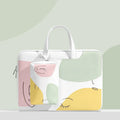 Blue waterproof PU leather laptop bag for a 15.6-inch notebook with a soft handle and zipper closure.