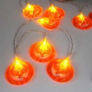 Halloween LED string lights with pumpkin and ghost decorations on 1.2 metre waterproof battery-powered string