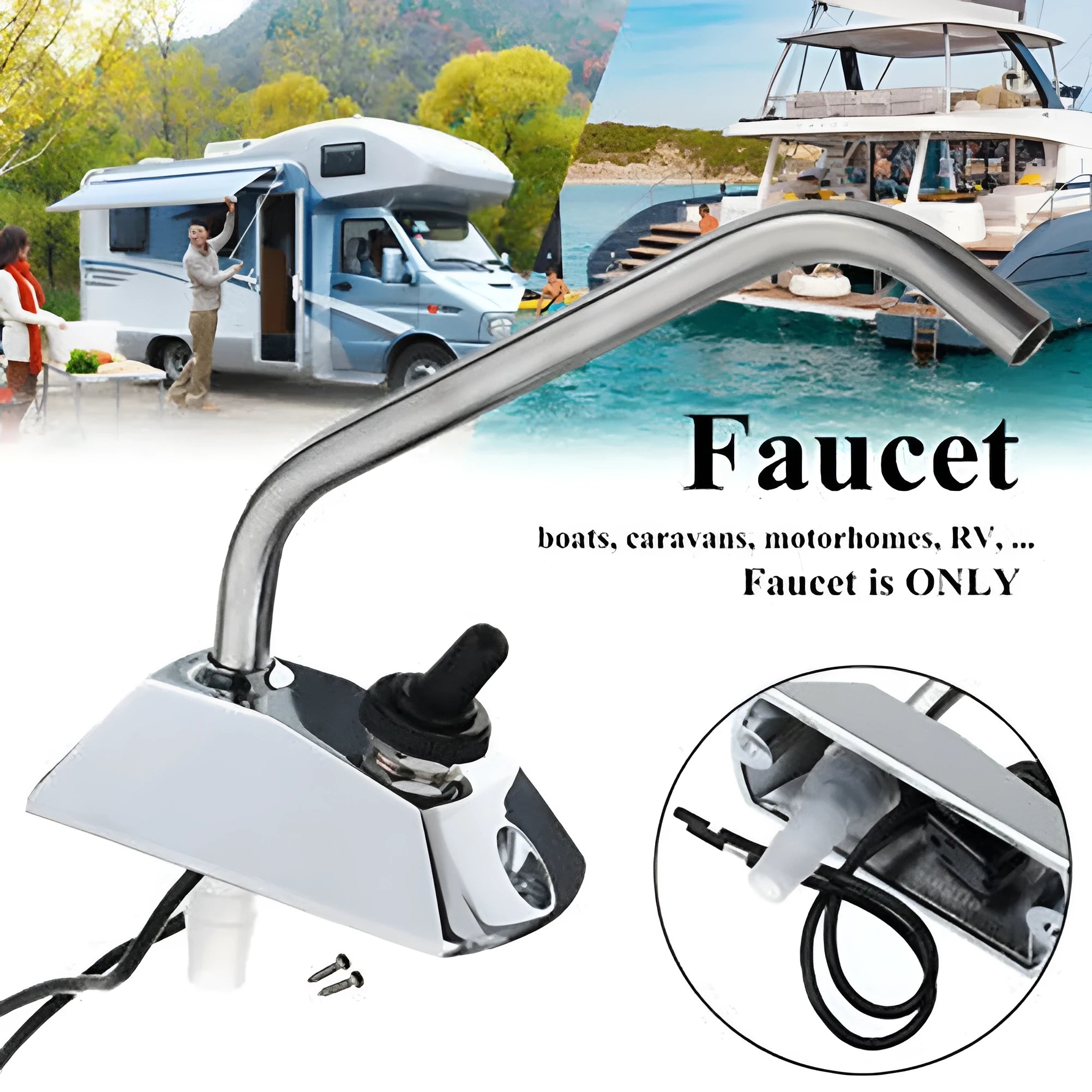 316 stainless steel electronic control RV faucet with mirror polish finish