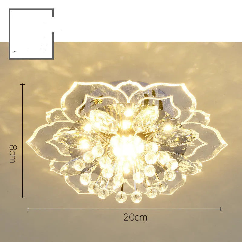 Modern crystal ceiling lamp with flower-shaped acrylic shade and stainless steel fittings