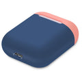 Soft black silicone protective cover for Apple AirPods charging case, shown with split design.