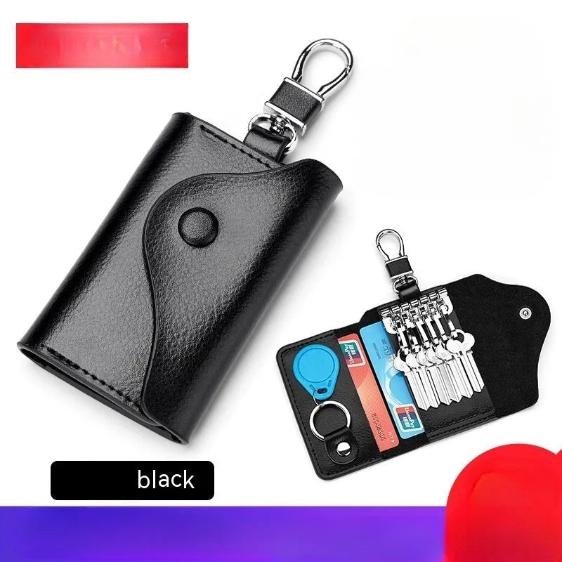 Genuine leather square vertical key and card holder in one of four colours with sequin details.