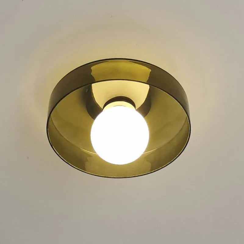 Modern round glass ceiling light with 25cm diameter shade, shown in a white finish.