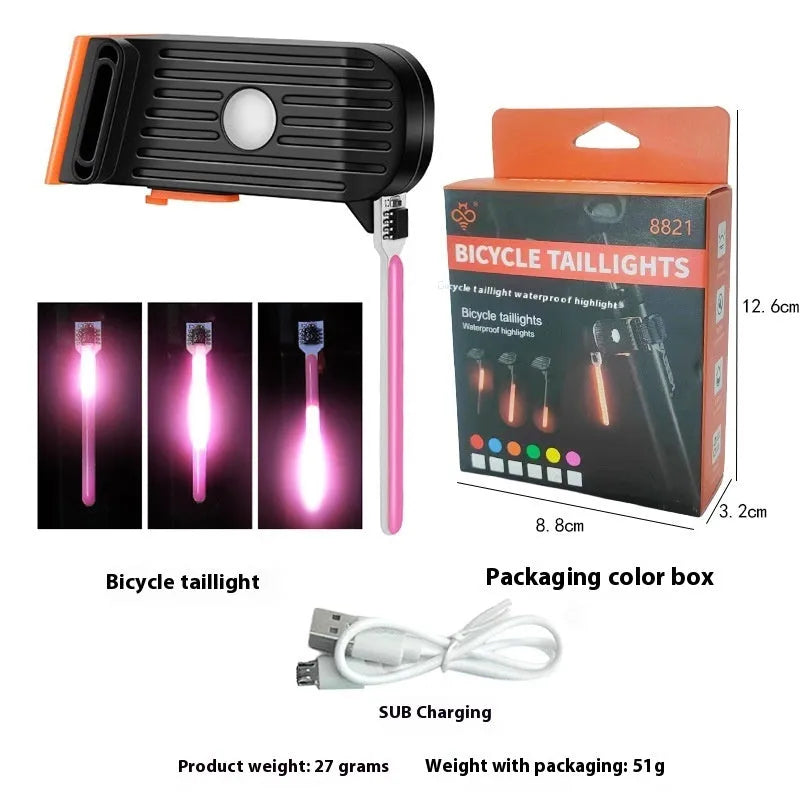 USB rechargeable bicycle taillight with flowing red light and multiple colour options