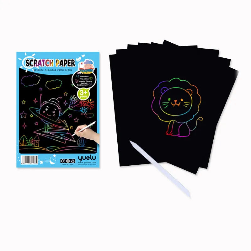 Handmade solid colour scraping drawing paper in A4 and 16K colourful models for children's art.