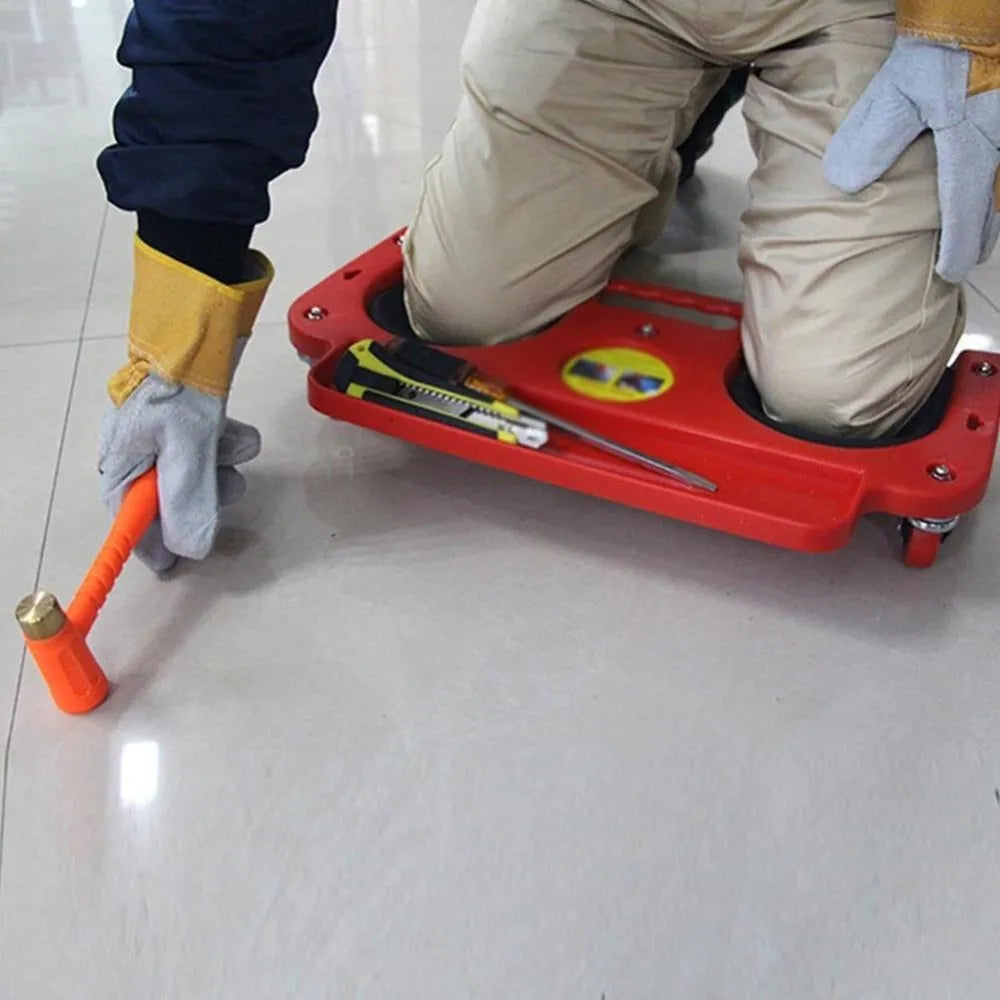 Red multi-function kneeling pad, 50.3 x 25.8 x 9 cm, for woodworking and DIY.