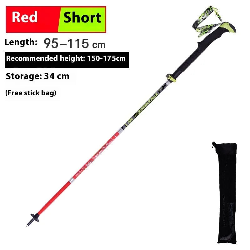 Carbon fibre folding climbing cane with tungsten steel tip in red or matte black colour options