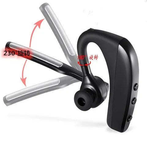 Black true wireless stereo Bluetooth earbuds with charging case on a white background.