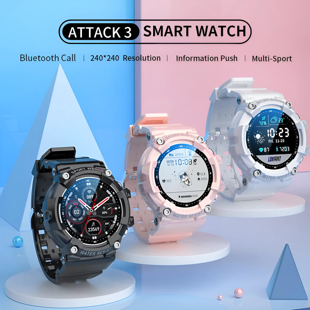 IP67 waterproof smart Bluetooth sports watch with round display on TPU strap