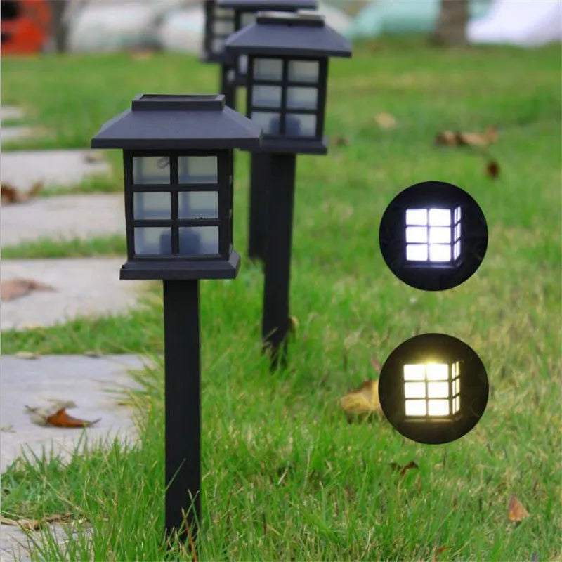 Solar square lawn light with IP44 LED, 85x360mm, in white/warm white/RGB for garden use