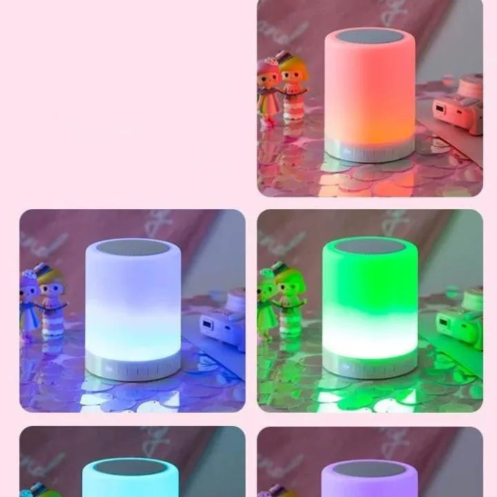 Household small cute portable Bluetooth speaker with warm light colourful lamp alarm clock desk lamp USB powered 13W