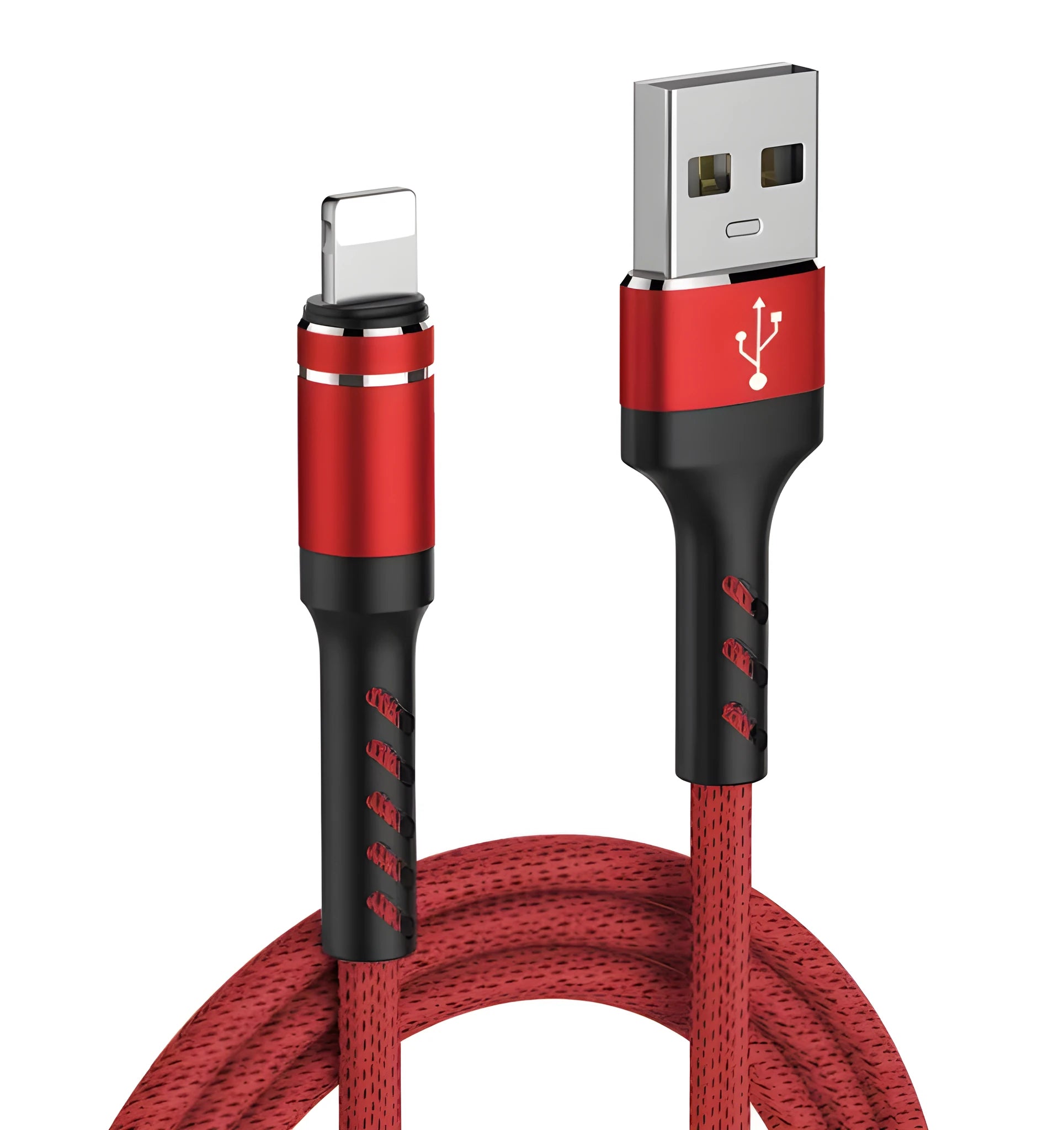 Fast charging iPhone USB cable 1m nylon braided aluminium alloy connector black