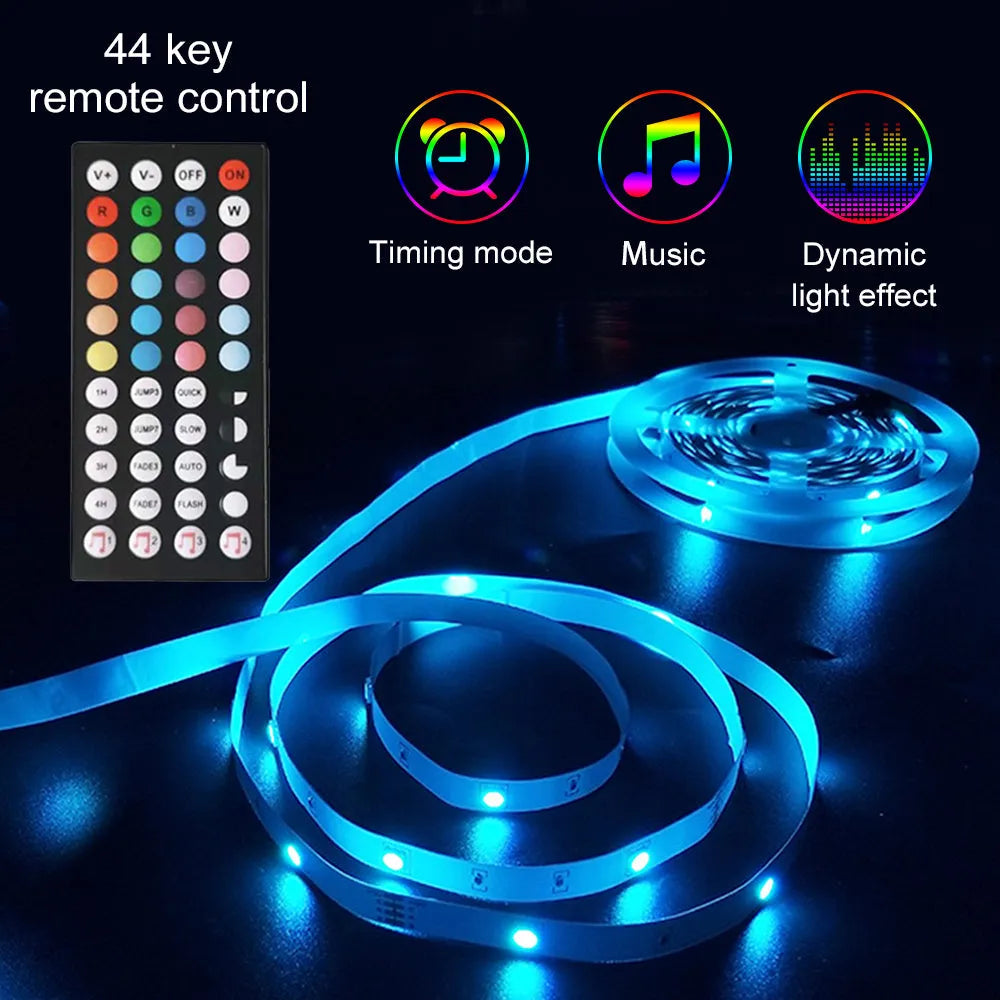 20-metre RGB LED strip light with 360 SMD 5050 diodes and 44-key remote control for room decoration