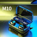 Black wireless Bluetooth earbuds with digital display charging case and magnetic charging