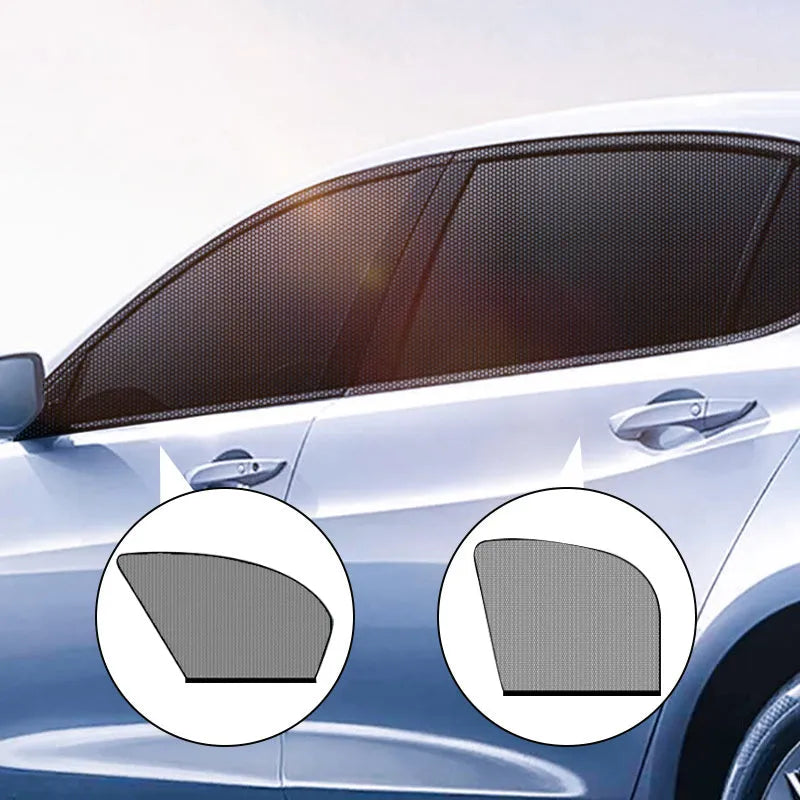 Set of grey non-woven fabric car window mesh sunshades for front and rear side windows