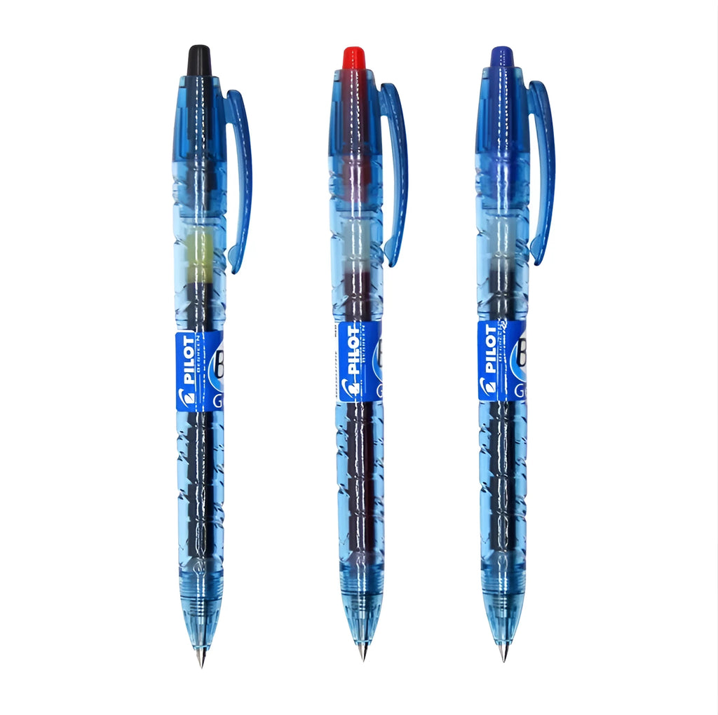 Press pen 0.5mm retractable gel pen with transparent blue barrel and black ink