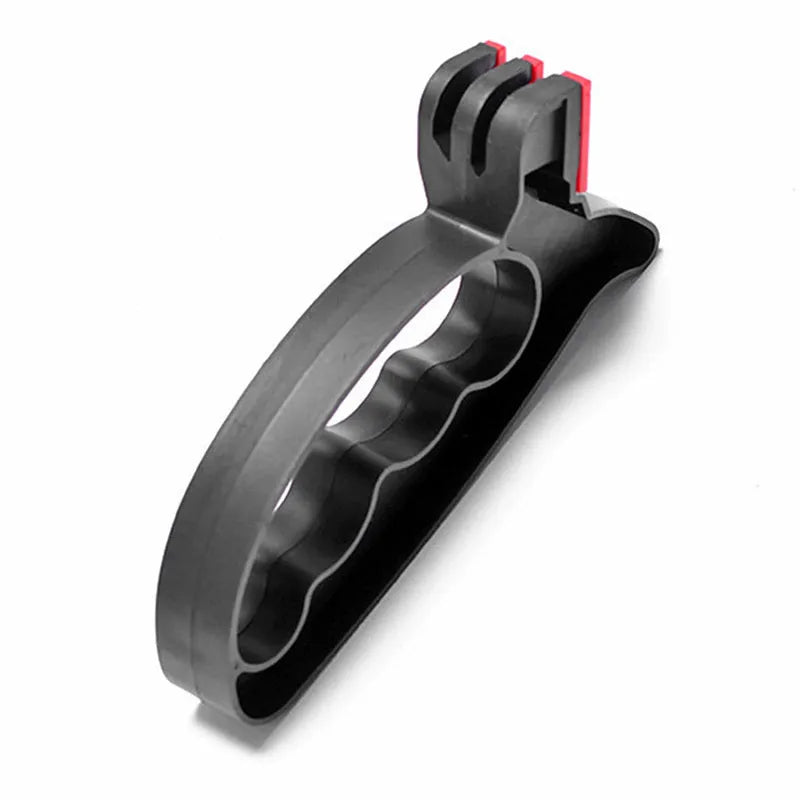 Black handheld knife and scissor sharpener tool with tungsten steel grindstone