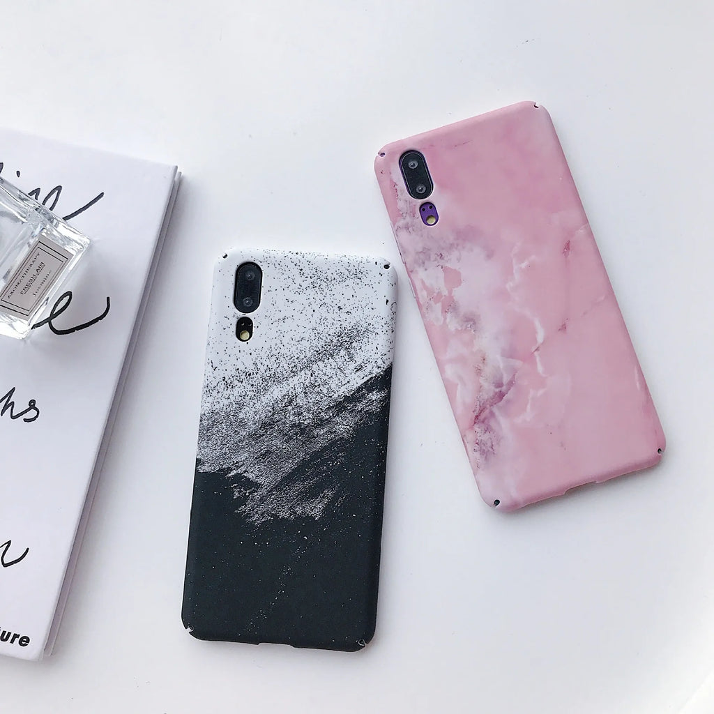 Black and pink painted polycarbonate back cover cases for Huawei P20 and Honor10 phones