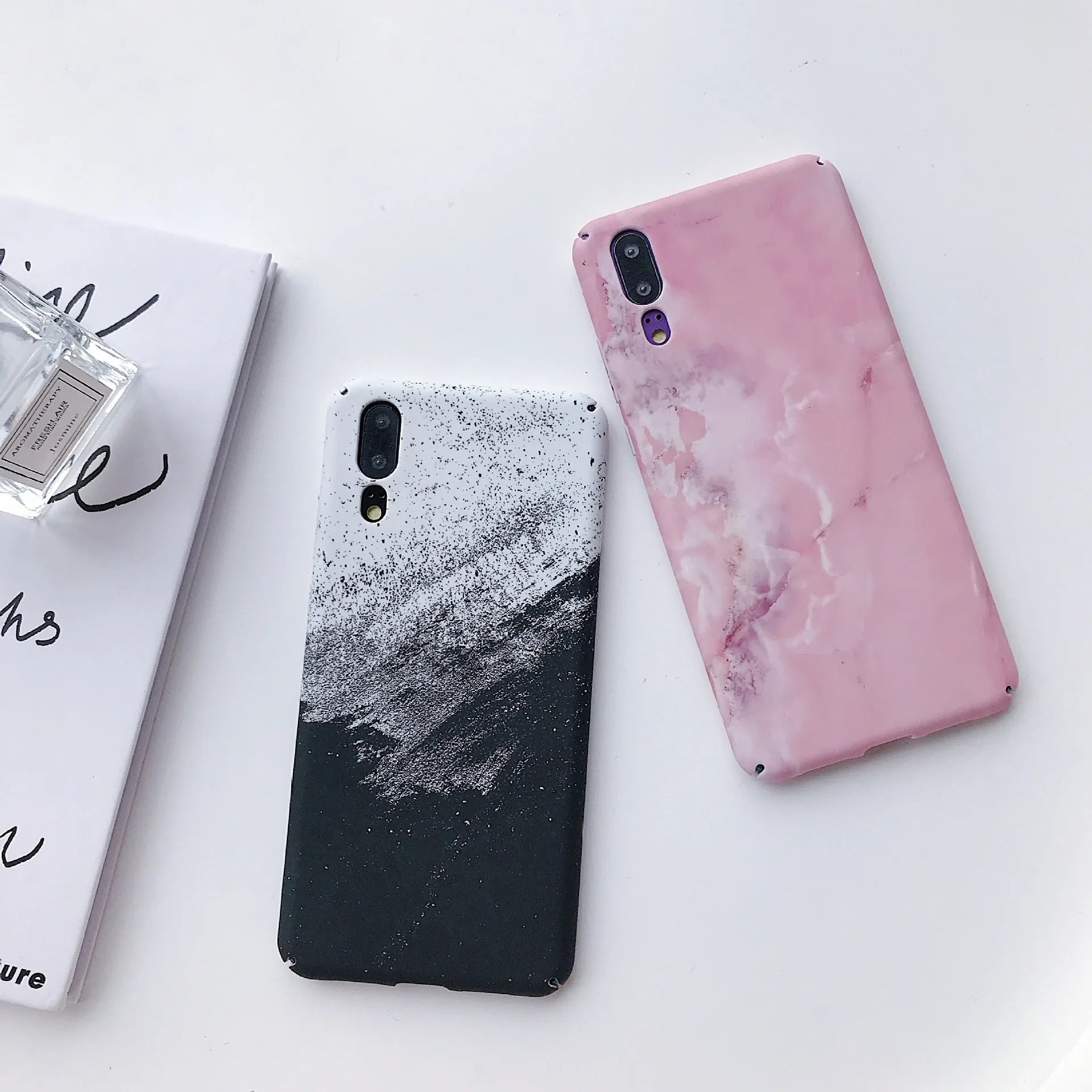 Black and pink painted polycarbonate back cover cases for Huawei P20 and Honor10 phones