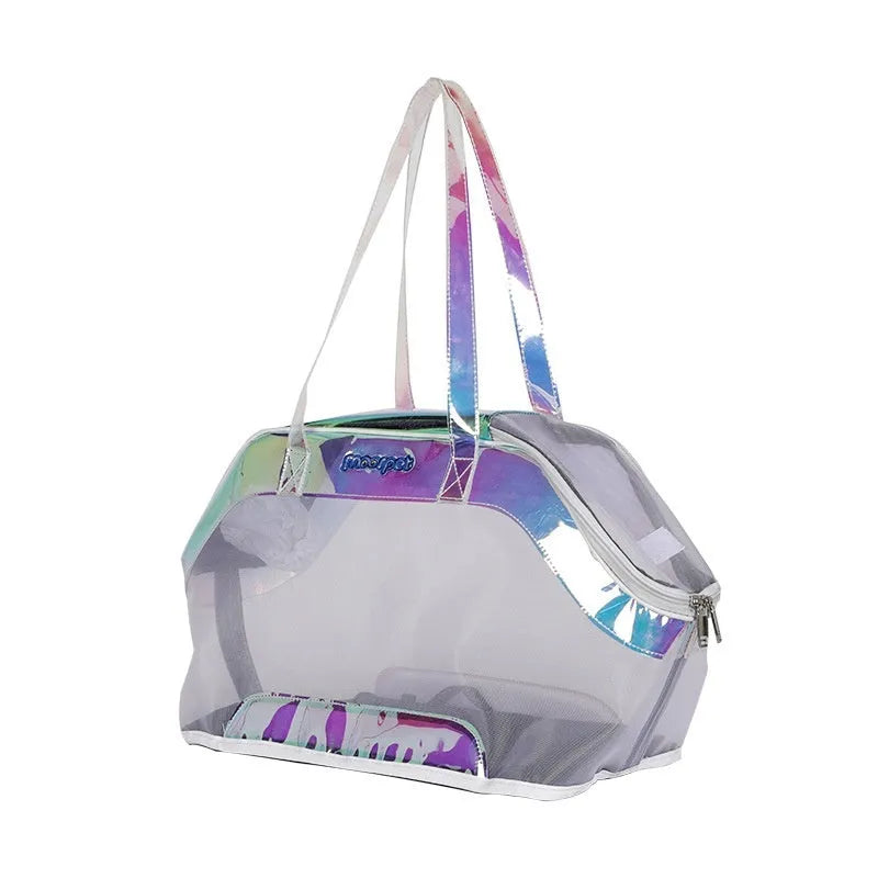 Leather cat outing carry bag in a solid colour with 25 litre capacity.