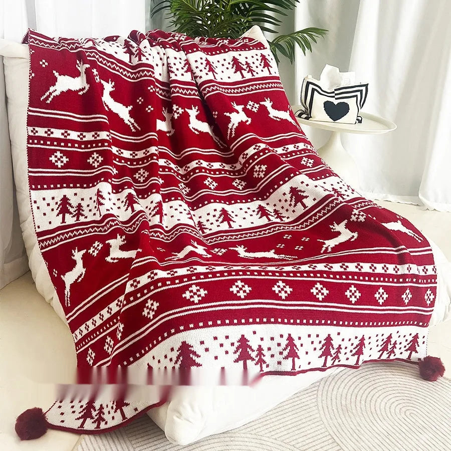Personalised acrylic Christmas blanket with reindeer or snowflake pattern in two sizes.