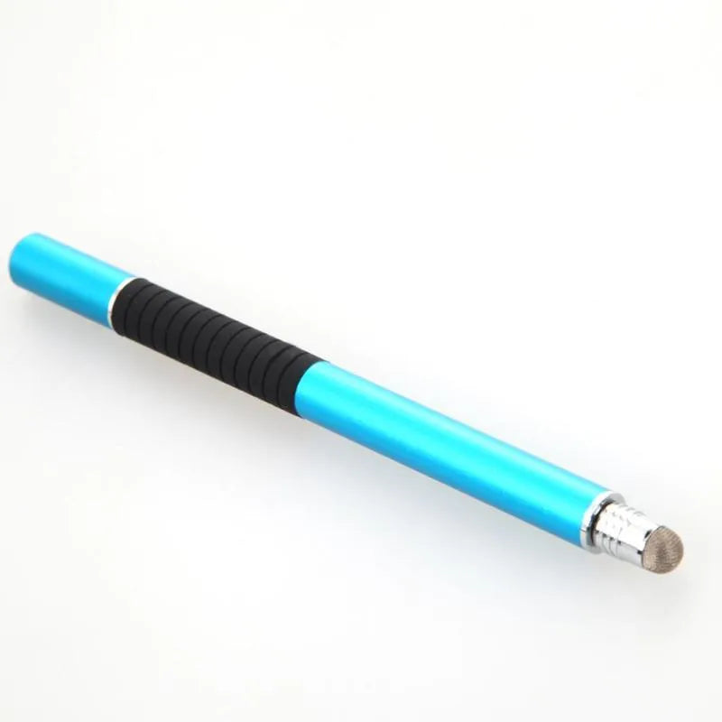 2-in-1 capacitive stylus pen with conductive cloth head and suction cup disc in aluminium barrel, 132mm length, multiple colours