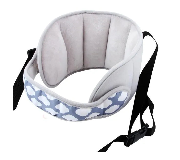 Adjustable child car sleeping safety belt with forehead strap, available in seven colours, lightweight and machine washable