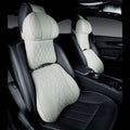 Car neck pillow and lumbar support pillow set with embroidered wavy pattern in beige colour
