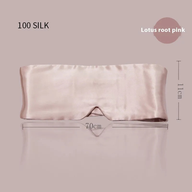 A mulberry silk sleep mask in Champagne Gold colour, shown folded and flat.